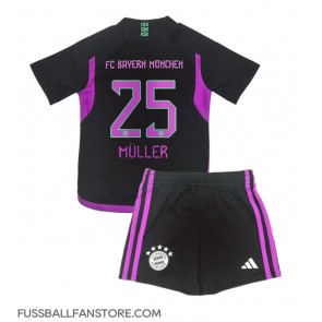 Bayern Munich Thomas Muller #25 Replik Auswärtstrikot Kinder 2023-24 Kurzarm (+ Kurze Hosen)